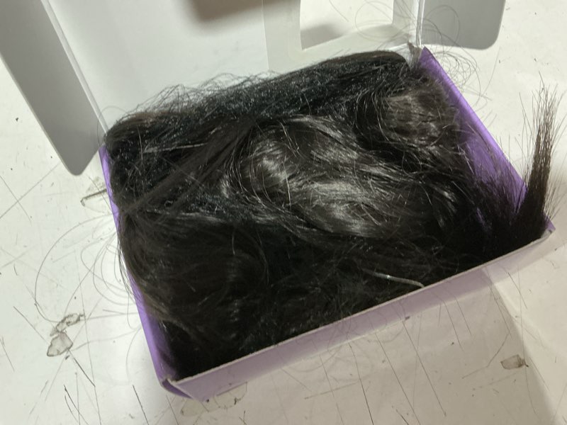 Condition photo showing As Is for kookastyle wavy invisible wire hair extensions 16"natural black | 1 single piece clip in extension,adjustable size with 4 secure clips,natural volume,beach wave curl synthetic hairpieces 16 inch natural black
