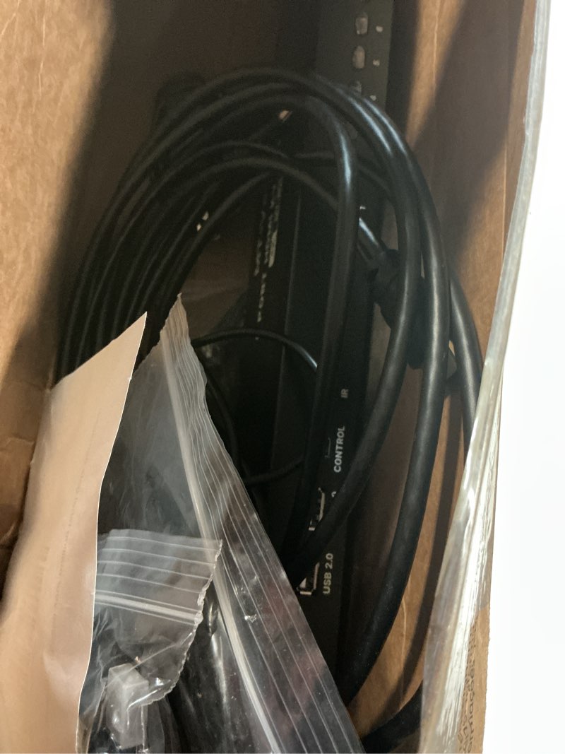 Condition photo showing As Is for MT-VIKI 8 Port KVM Switch HDMI, 4K@30Hz 1U Rack Mount KVM Switch w/IR Remote & Wire-Desktop Controller & 8 HDMI KVM Cables & Rack Ears & Power Adapter 8 port KVM HDMI