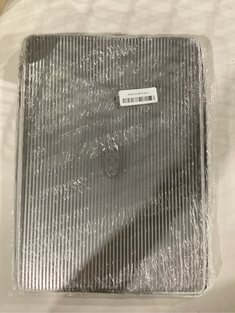 Condition photo showing As Is for usa pan bakeware half sheet baking pan and bakeable nonstick and cooling rack set, metal half sheet (pack of 1) half sheet pan & rack set
