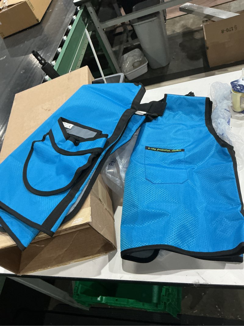Condition photo showing Good Condition for not exact but similar with x ray vest, radiate lead apron for x-rays - x ray dental lead vest with thyroid shield radiation protection collar - one size fits all adult and kids apron for dentist xray machine, radiology equipment, lab- blue adult - with collar blue