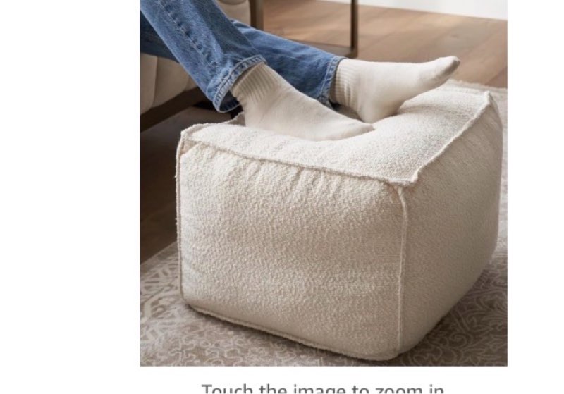 zicoto beautiful boucle pouf ottoman and foot rest - elevate your living room decor with lightweight comfort and charm - a round modern foam filled foot stool perfect to rest your feet