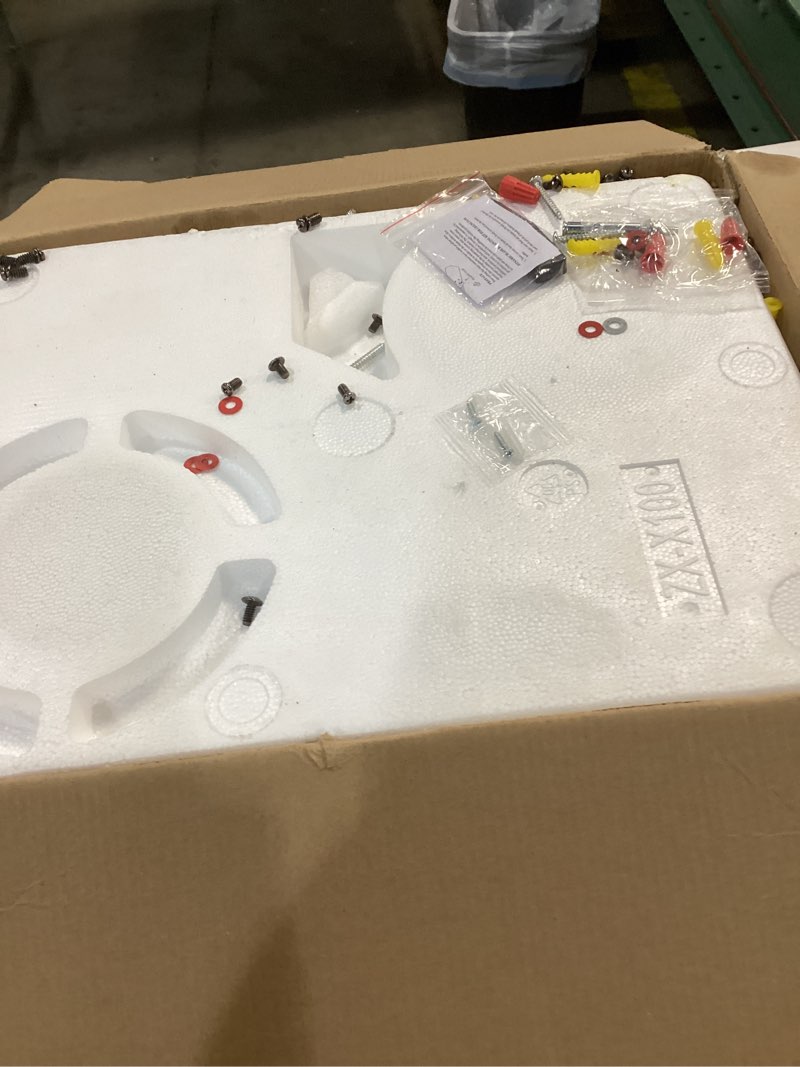 Condition photo showing As Is for Ohniyou Ceiling Fans with Lights, 52'' Low Profile Ceiling Fan with Light and Remote/APP Control, Modern Flush Mount Ceiling Fan for Indoor Bedroom Living Room, Dimmable, Qiuet DC Motor, Black Black 52 inch