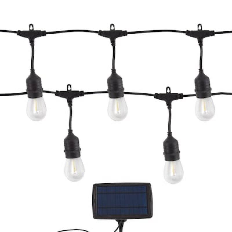 harbor breeze 27-ft solar black indoor/outdoor string light with 10 white -light led edison bulbs