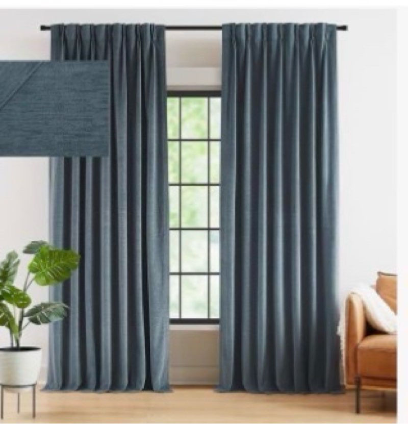 Kayne Studio Blue Soft Velvet Pinch Pleated Curtains, 102 Inch Long Room Darkening Soundproof Therma