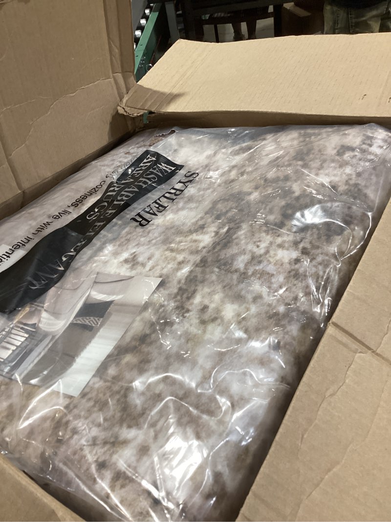 Condition photo showing Good Condition for 10x12 area rugs washable living room rug-no slip soft carpets modern abstract indoor floor stain resistant large carpet for bedroom dining room farmhouse nursery home office brown brown 10' x 12' (rectangular)