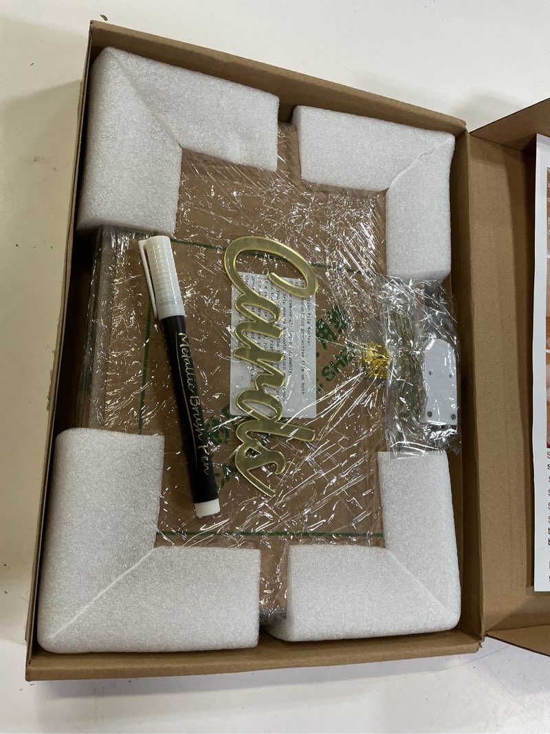 Condition photo showing As Is for ourwarm frosted acrylic wedding card box with lock, gift card box for wedding with string light and pen, diy wedding envelope money card box for party graduation baby shower birthday decorations 11" x 8" x 8"