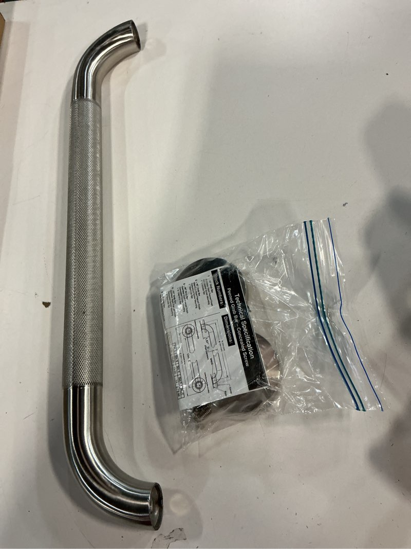 Condition photo showing Good Condition for 20 Inch Anti Slip Shower Grab Bar, Munzong Stainless Steel Bathroom Grab Bar, Satin Brushed Nickel Knurled Bathroom Balance Bar,Safety Hand Rail Support Handicap Elderly Senior Assist Bath Handle 20 Inch Satin Brushed Nickel