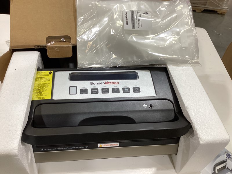 Condition photo showing Good Condition for bonsenkitchen vacuum sealer machine, globefish technology for perfect vacuum sealing, powerful low-noise food vacuum sealer with easy handle design, built-in cutter & bag storage, 1 bag roll & 10 bags silver black