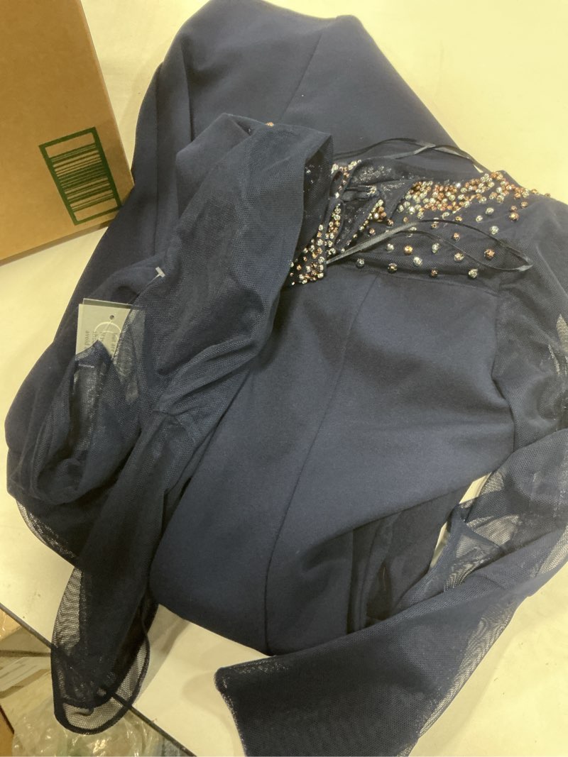 Condition photo showing Good Condition for Alex Evenings Womens Short Shift Dress with Embellished Illusion Detail 10 Petite Navy/Silver