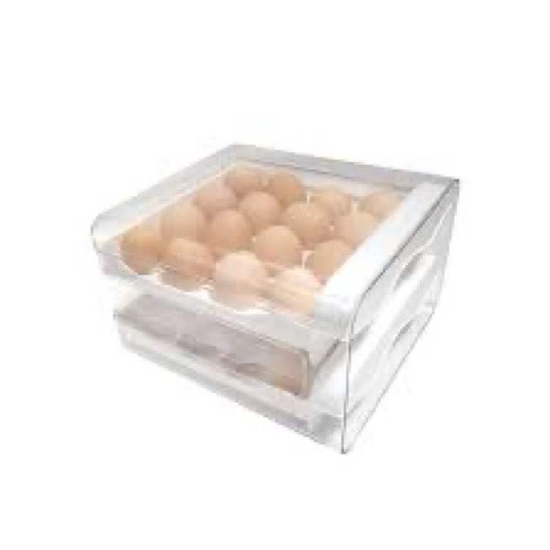 DELCGU Egg Dispenser, Egg Holder for Fridge: 2-Layer Egg Holder for Fridge, Kitchen, Home - Holds 32