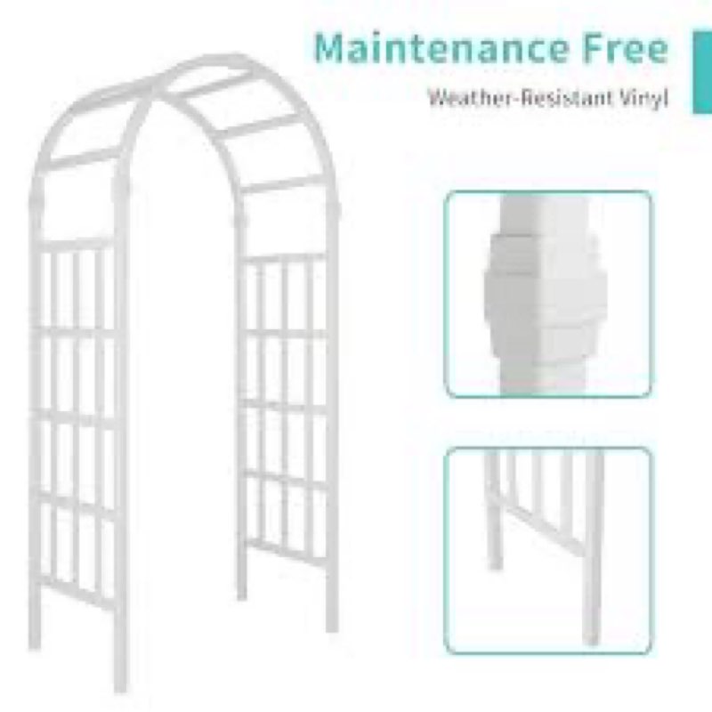 Zimtown Vinyl Garden Arbor PVC Arch for Wedding Party,Patio Climbing Plant mess 174x82.5x10cm