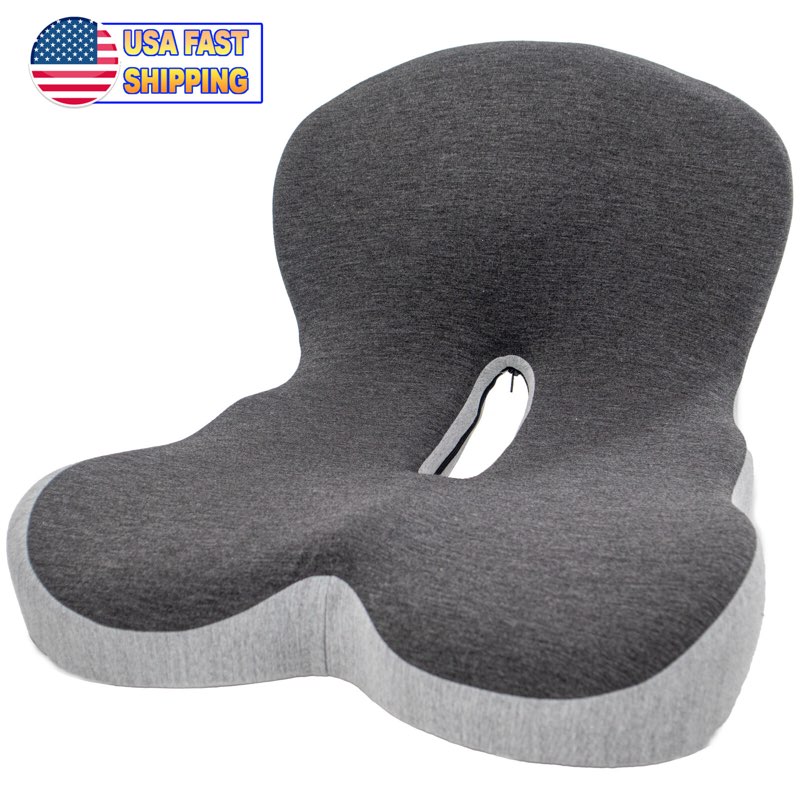 memory foam seat cushion w/ ergonomic lumbar & back support coccyx and tailbone