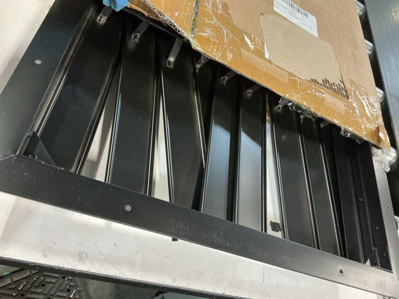 Condition photo showing As Is for aiwfl 18 inch aluminum automatic exhaust shutter louver vent, automatic gravity shutter louver vent 
