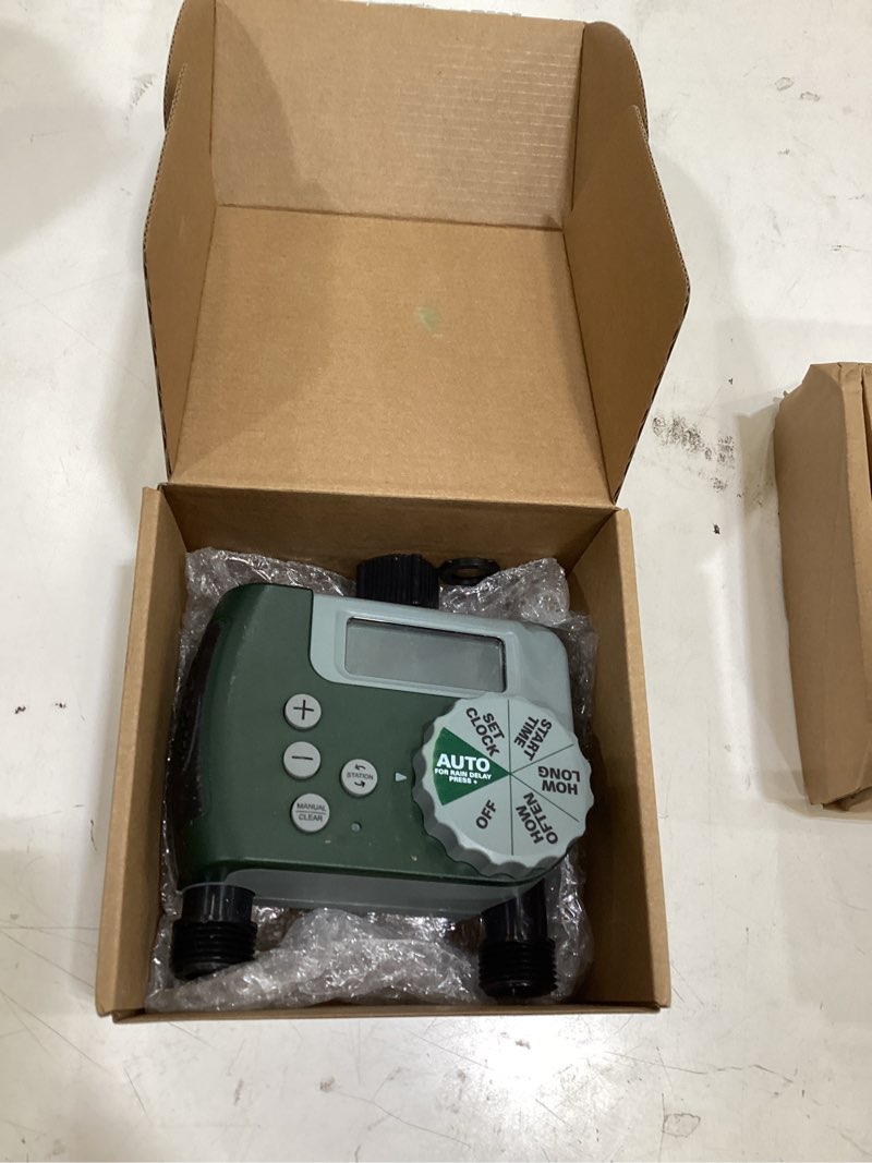 Condition photo showing Good Condition for orbit programmable digital hose watering timer - 2 outlet - battery powered - with lcd screen - built-in rain delay - water-resistant - 58910