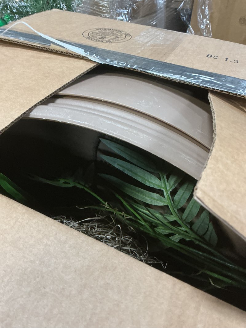 Condition photo showing Good Condition for Good Pet Stuff Hidden Cat Litter Box Enclosure with Artificial Plant, Decorative Round Planter, Vented Carbon Charcoal Filter for Odor Control, Easy-to-Clean, Made in USA, Base Kit, Brown Original Round Base Kit Mocha Brown