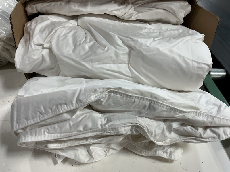 Condition photo showing As Is for luxe goose down comforter, full/queen, white