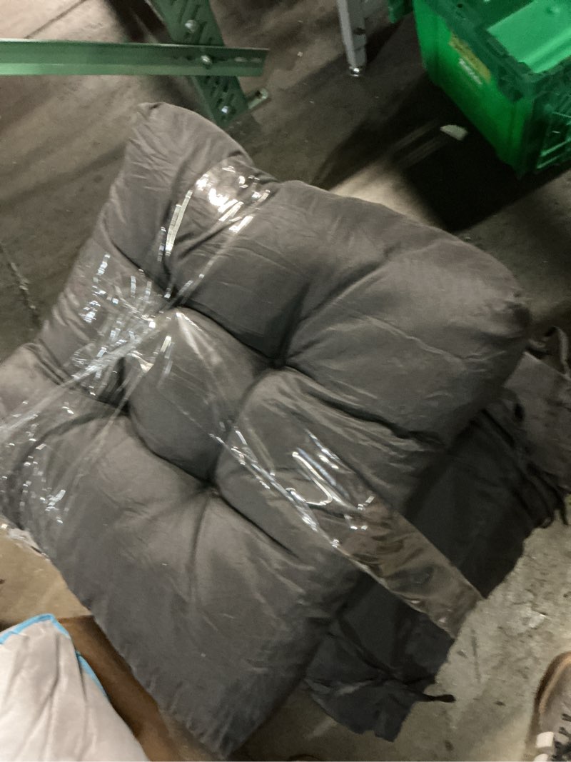 Condition photo showing As Is for outdoor adirondack chair cushions set of 2, 44x19x4 inch waterproof rocking chair and 17x19 ottoman cushion, high back soft seat pad with ties for patio garden, black 44x19"+17x19" black 2