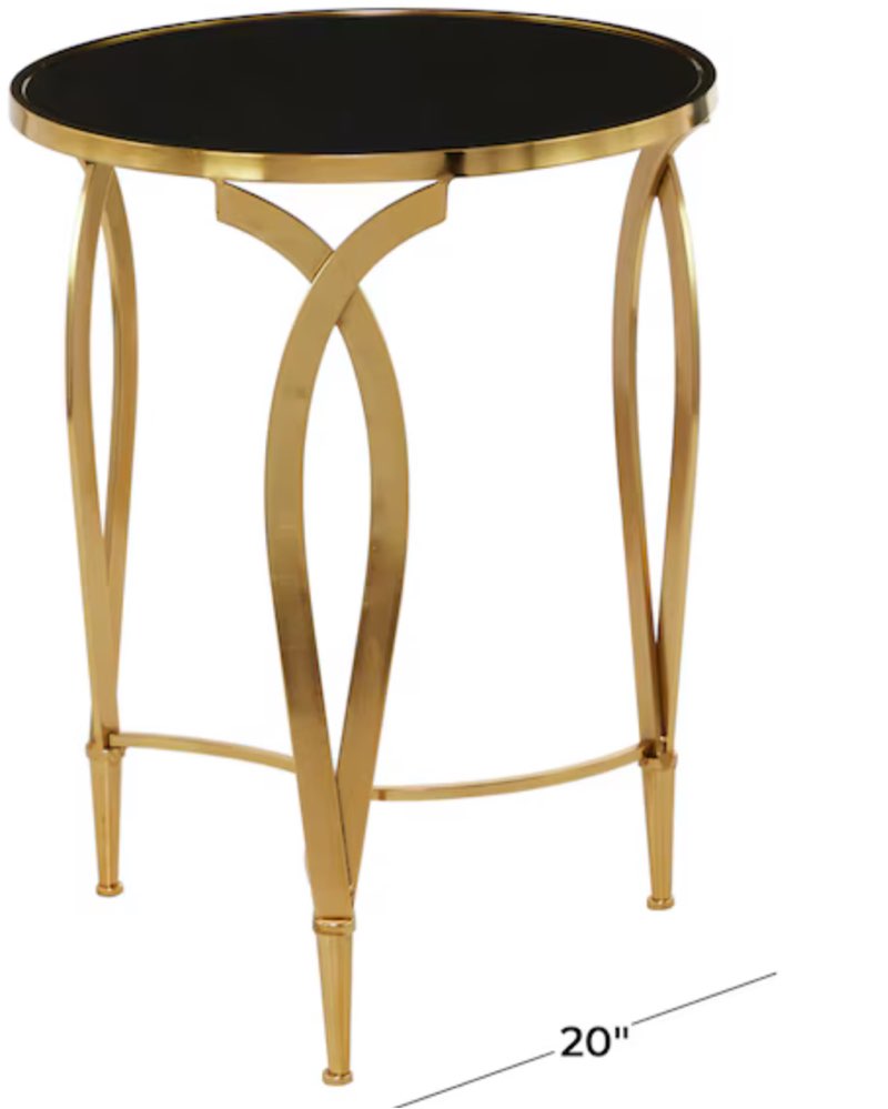 Grayson Lane 20-in W x 27-in H Black with Black Top Granite/Marble Round Modern End Table