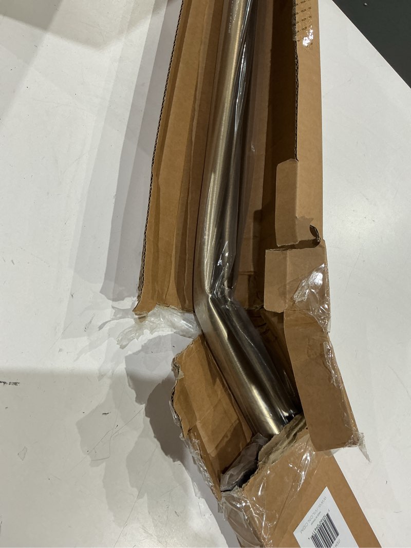 Condition photo showing As Is for ivilon drapery window curtain rod - end cap style design 1 inch pole. 72 to 144 inch color warm gold