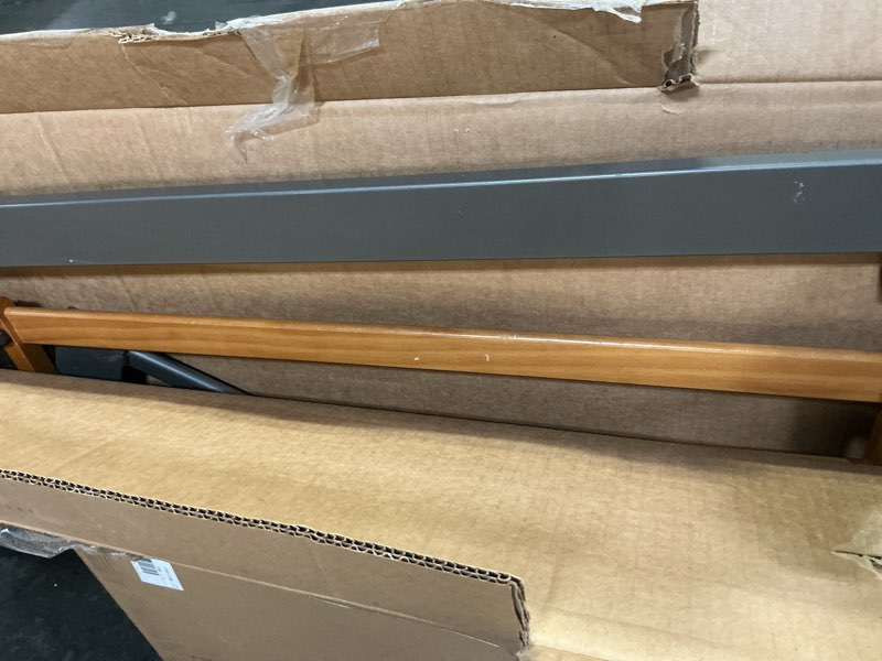 Condition photo showing As Is for summer infant west end extra wide safety pet and baby gate, 36"-60" wide, 30" tall, pressure or hardware mounted, install wall to wall in doorway, auto close walk-thru door - oak wood and metal oak wood & slate