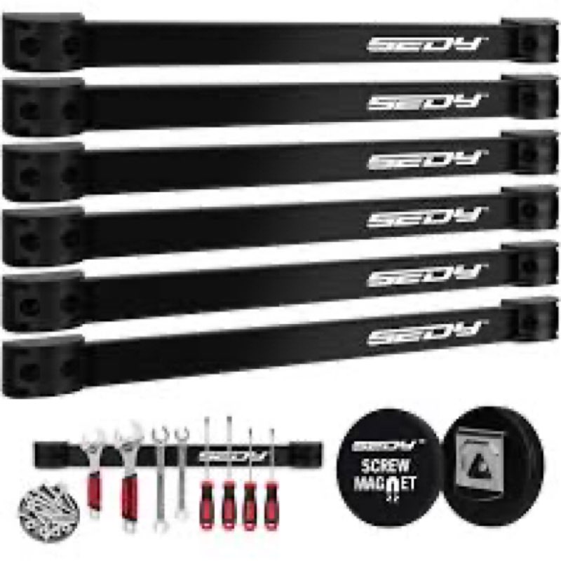 SEDY 7-Piece 12" Magnetic Tool Holder Storage Organizer, Garage Wall Mount Rack Organization Strip P