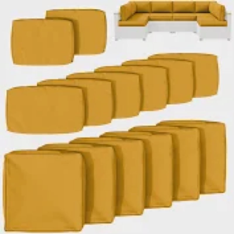 14-piece outdoor seating group cushion cover, only covers color / pattern: yellow