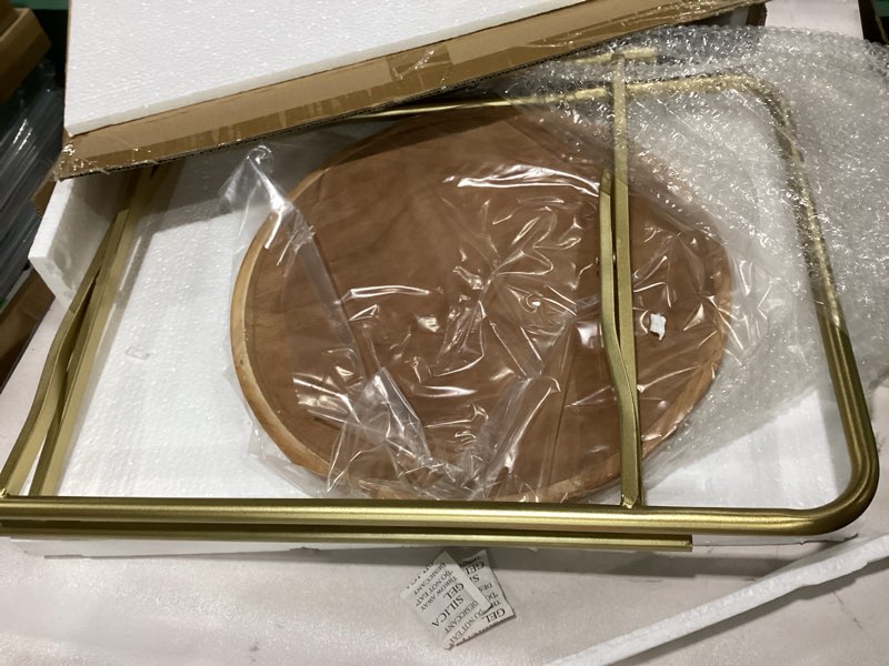 Condition photo showing New/Like New for deerlove 2 Tier Round Side Table, 16" Small Metal End Table with Removable Wooden Tray, Round Accent Sofa Coffee Side Table for Living Room, Bedroom, Balcony (Black)