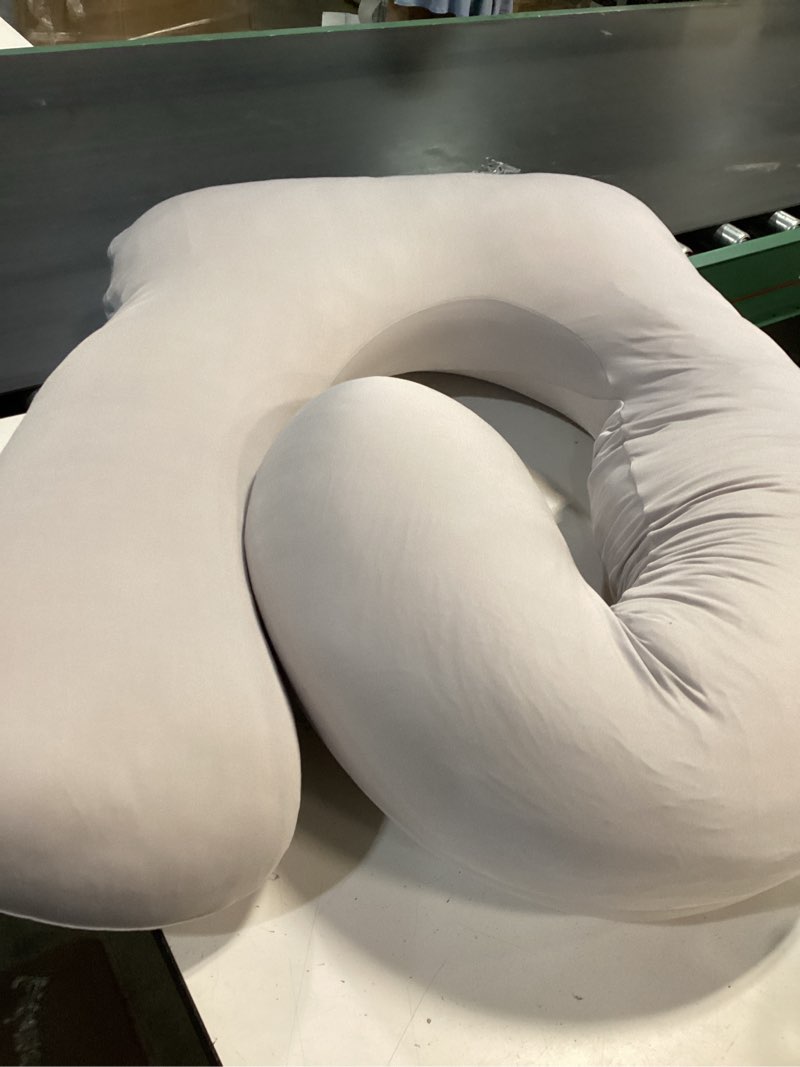 Condition photo showing Good Condition for sasttie cooling pregnancy pillows for sleeping, u shaped full body pillow with removable cover, pregnant women must haves, maternity essential, light grey 57 inch light grey