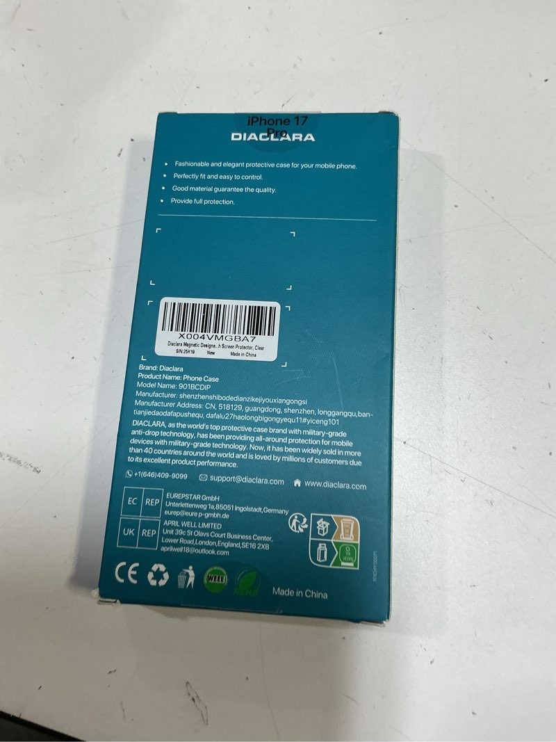 Condition photo showing New/Like New for Diaclara Magnetic Designed for iPhone 17 Pro Case 6.3'' [Full Camera Protection] Full Body Bumper,[Compatible with MagSafe] Military Drop Proof Phone Case w/Built-in Screen Protector, Clear iPhone 17 Pro 6.3'' Magnetic Clear