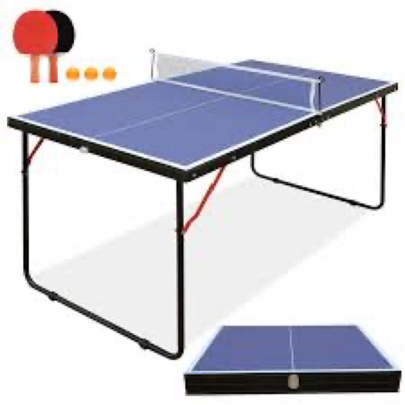Portable Foldable Table Tennis Table – Multiple Sizes, Includes Paddles, Balls & Net