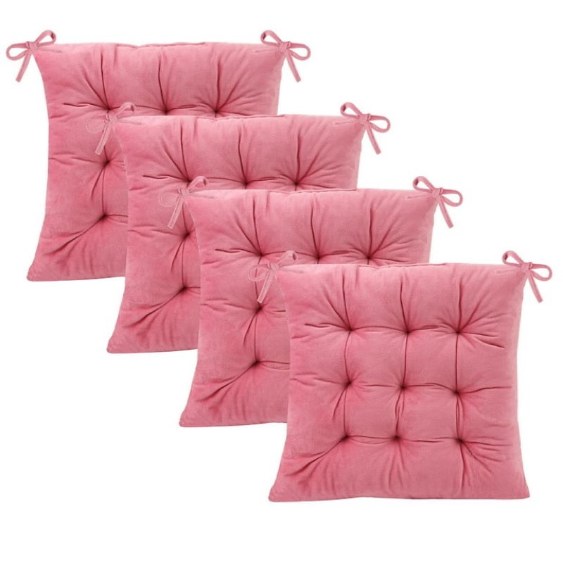 Lomyolo Chair Cushions for Kitchen Chairs 4 Pack Seat Cushion Chair Pads for Dining Patio Home Office Soft Comfort Velvet Square Pink