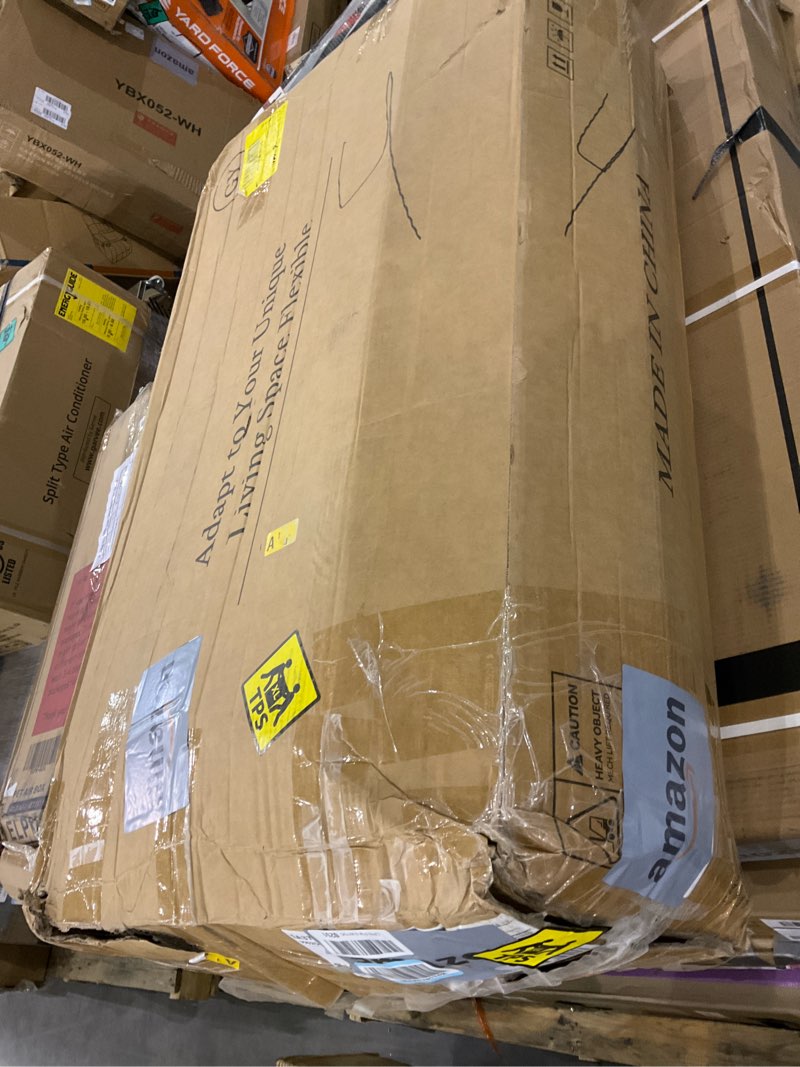 Condition photo showing As Is for INGEROOM 108\" Modular Cloud Sectional Couch with Deep Seat, Boneless Sofa with Movable Ottoman, Plush Corduroy Memory Foam Couch for Living Room, No Assembly, Dark Gray Dark Grey incomplete 