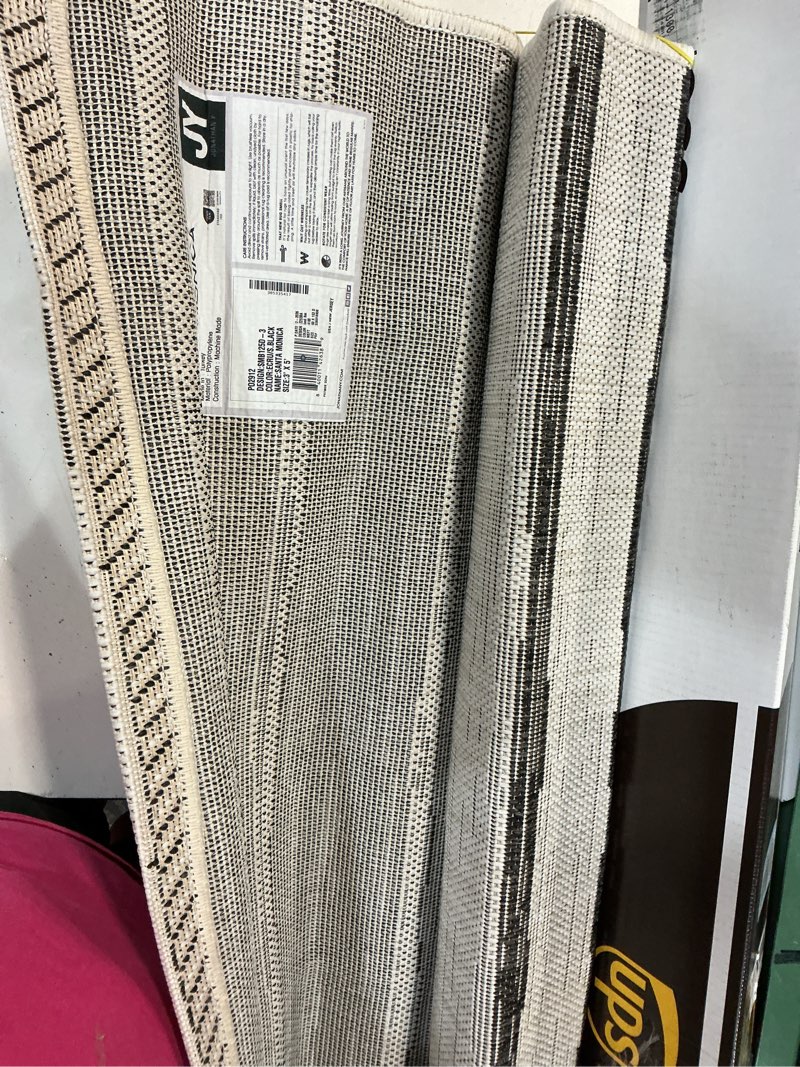 Condition photo showing Good Condition for jonathan y berber stripe indoor outdoor runner rug 2x8 ivory/black, colonia for backyard, patio, porch, easy-cleaning, high traffic, pet-friendly, non-shedding (smb125d-28) ivory/black 2'2" x 8' (runner)