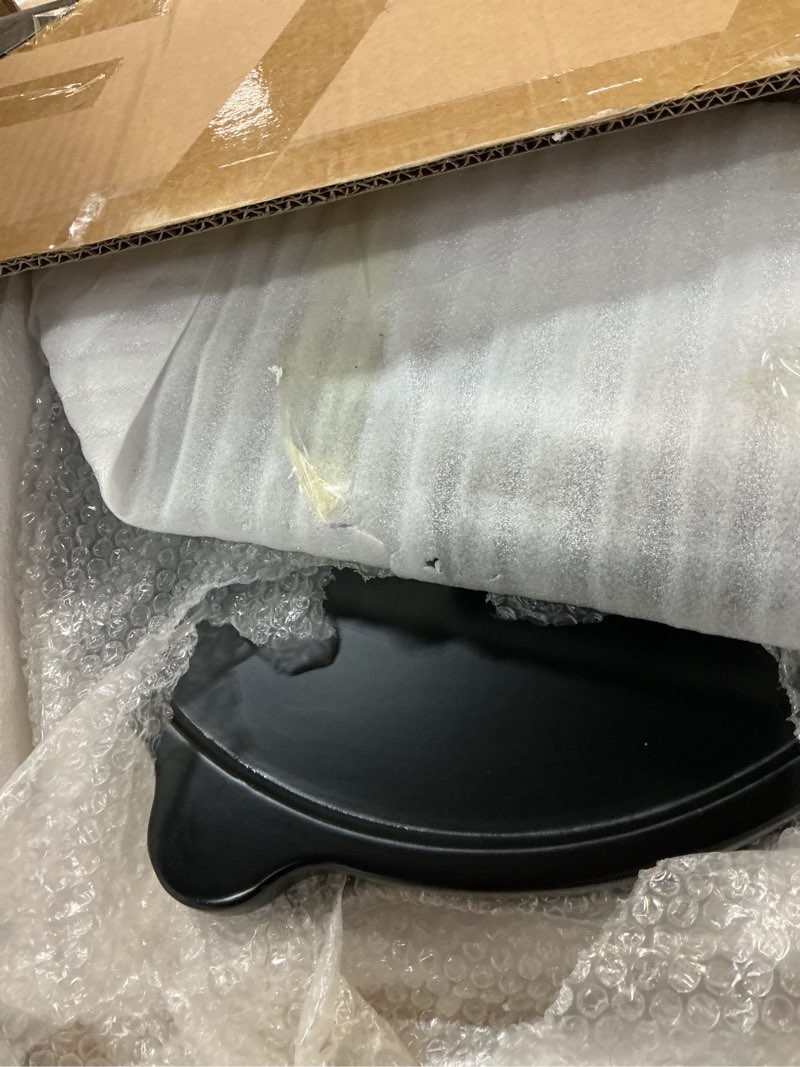 Condition photo showing Good Condition for Accent Wood End Table, 2-Tier Round Bedside Table, Natural Side Table Nightstand for Family, Bedroom, Living Room, Handcrafted Finish, Black Black 16.5 inch