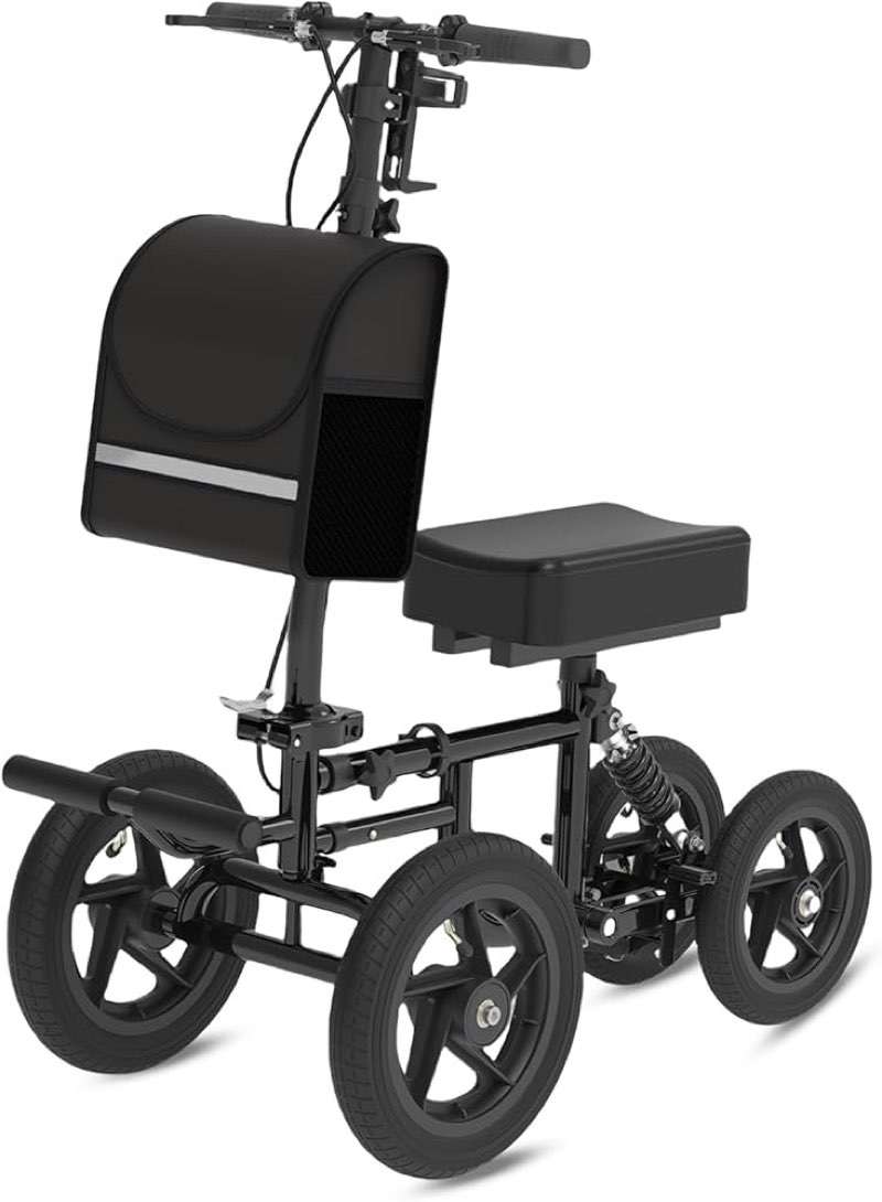 Fvzzin All Terrain Knee Scooter for Adults, Foldable Rolling Knee Scooter with DIY Stickers & Shock 