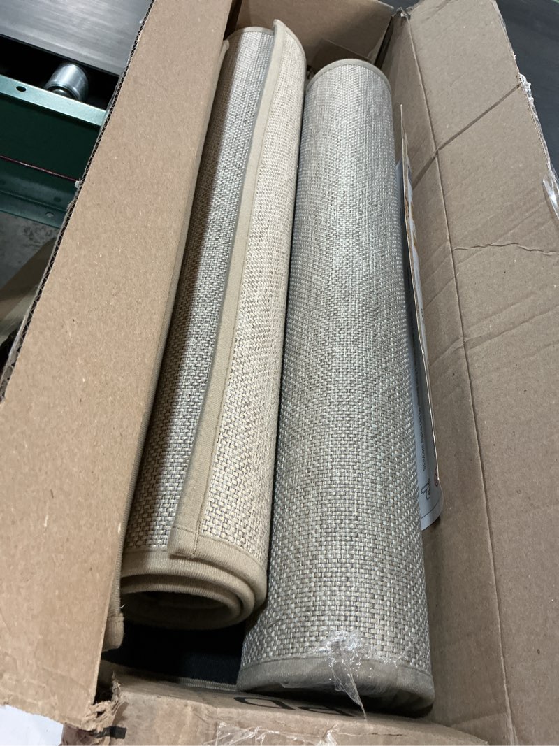 Condition photo showing As Is for lekeepgo door mat 24"x47", non slip door mat indoor entrance, rubber backing front indoor door mats washable absorbent low-profile doomat entryway entry resist dirt inside door mats, khaki 1'11" x 3'11" (rectangular) khaki