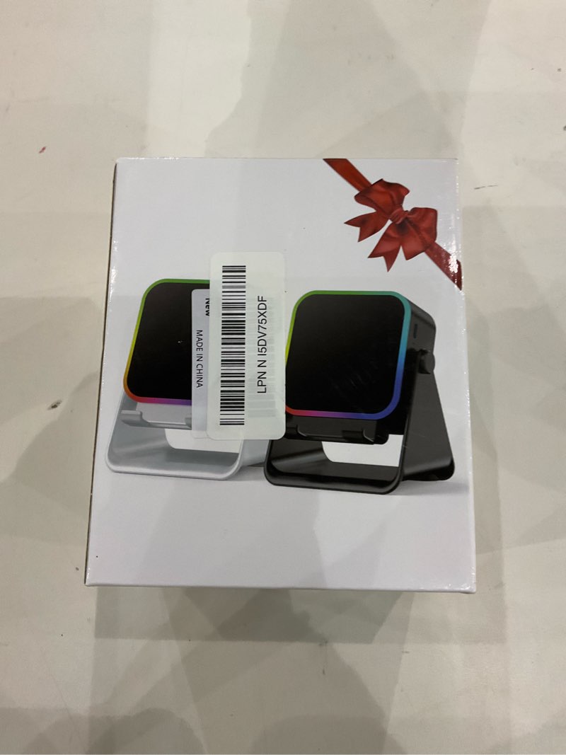 Wireless Induction Portable Bluetooth Speaker - 4 in1 Bluetooth Speaker Phone Stand with Colorful Ambient Light 360° Rotation Compatible with Most Phones - Unique Birthday Gift for Men Women Adults Black Square