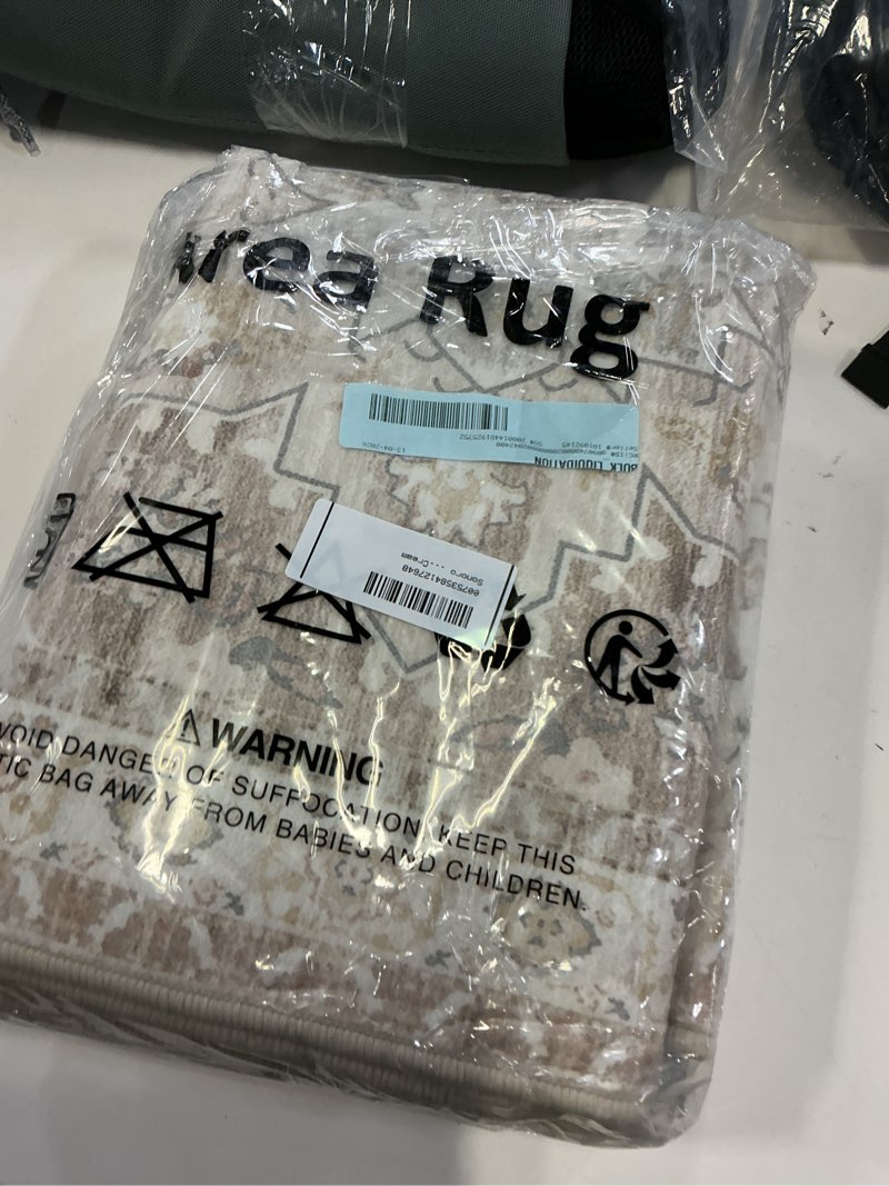 Condition photo showing Good Condition for sonoro kate 2x6 area rugs for living room bedroom  non slip boho machine washable indoor floor carpet  cream