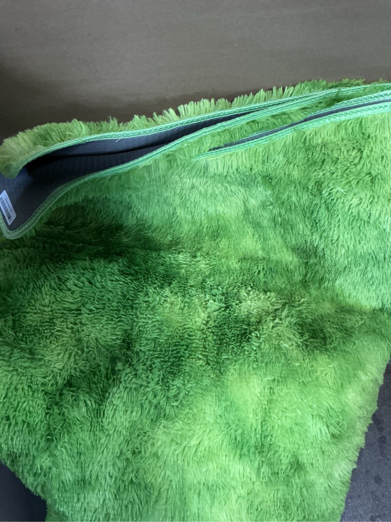 Condition photo showing As Is for green tie-dyed rug for living room 6x9 fluffy area rug mat bedside throw rug for bedroom kids room boys teens nursery baby dorm office home decor aesthetic carpets tie-dyed green 6' x 9' (rectangular)