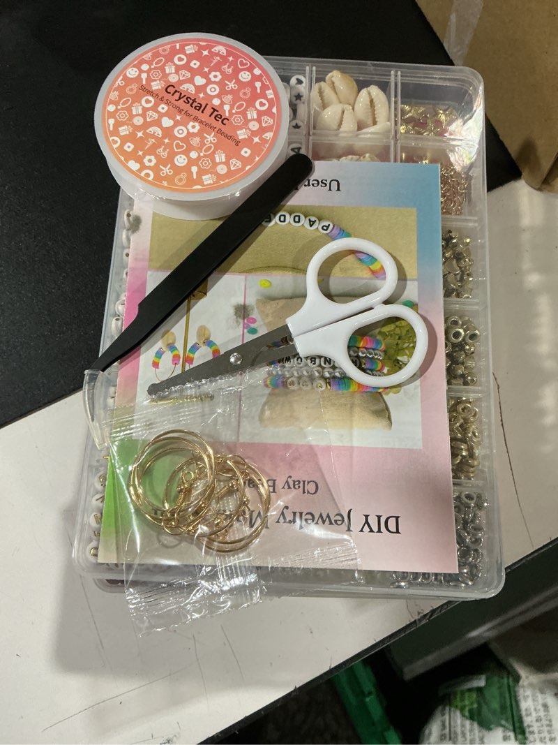 Condition photo showing Good Condition for (incomplete , missing  string)friendship bracelet kit, 14,000pcs 48 colors bracelet making kit clay beads with number letter bead set concert merch arts and crafts gifts for kids teen girls jewelry making supplies bracelet maker1 rainbow color