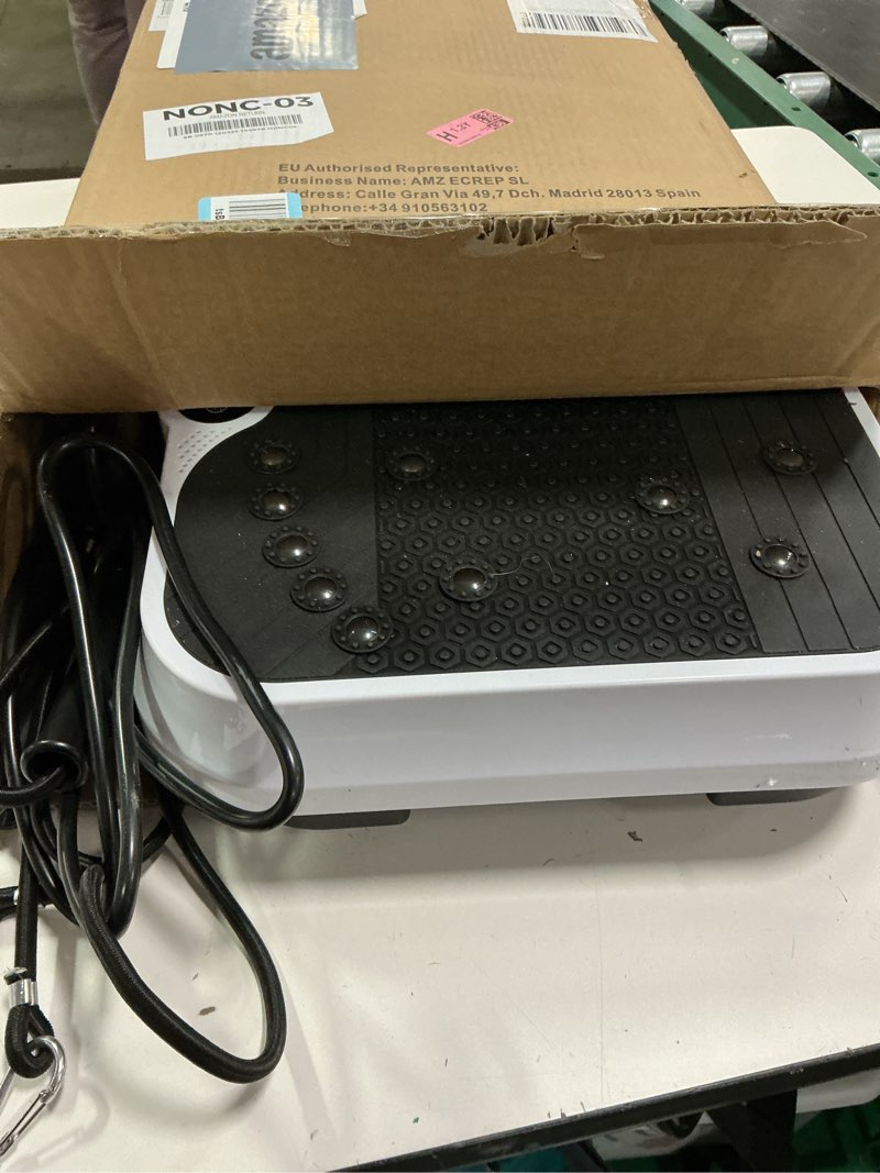 Condition photo showing As Is for Bigzzia Vibration Plate Exercise Machine 10 Modes Whole Body Workout Vibration Fitness Platform w/ Loop Bands Jump Rope Bluetooth Speaker Home Training Equipment for Weight Loss & Toning