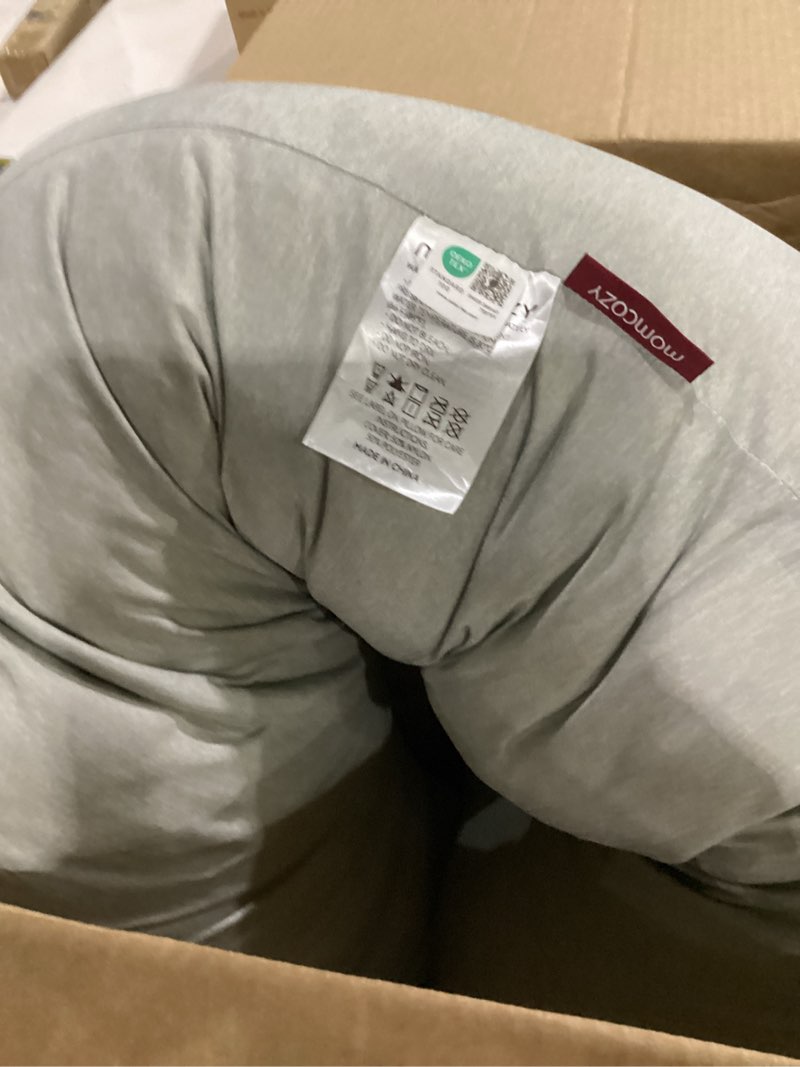 Condition photo showing Good Condition for momcozy j-shaped pregnancy pillow for sleeping with cooling cover, side sleeper support for belly, hip & leg, deep grey cooling fabric - deep grey