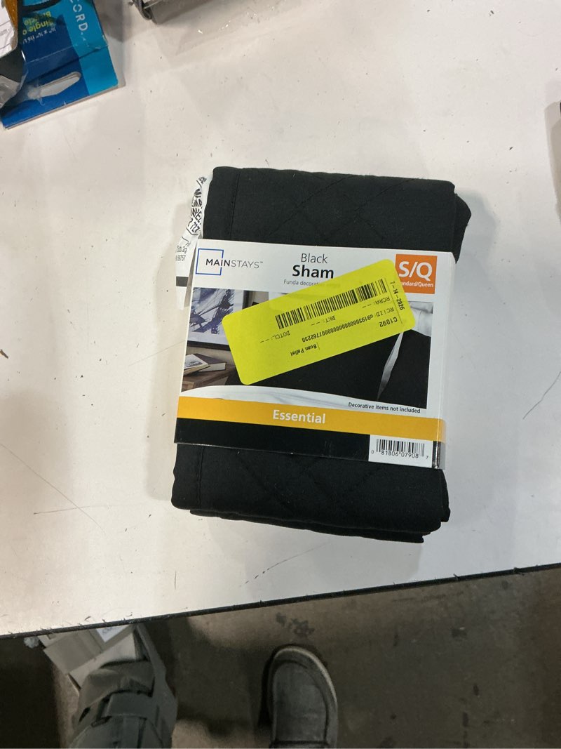 Condition photo showing As Is for mainstays emmett plaid black quilt sham  standard/queen (1-piece)