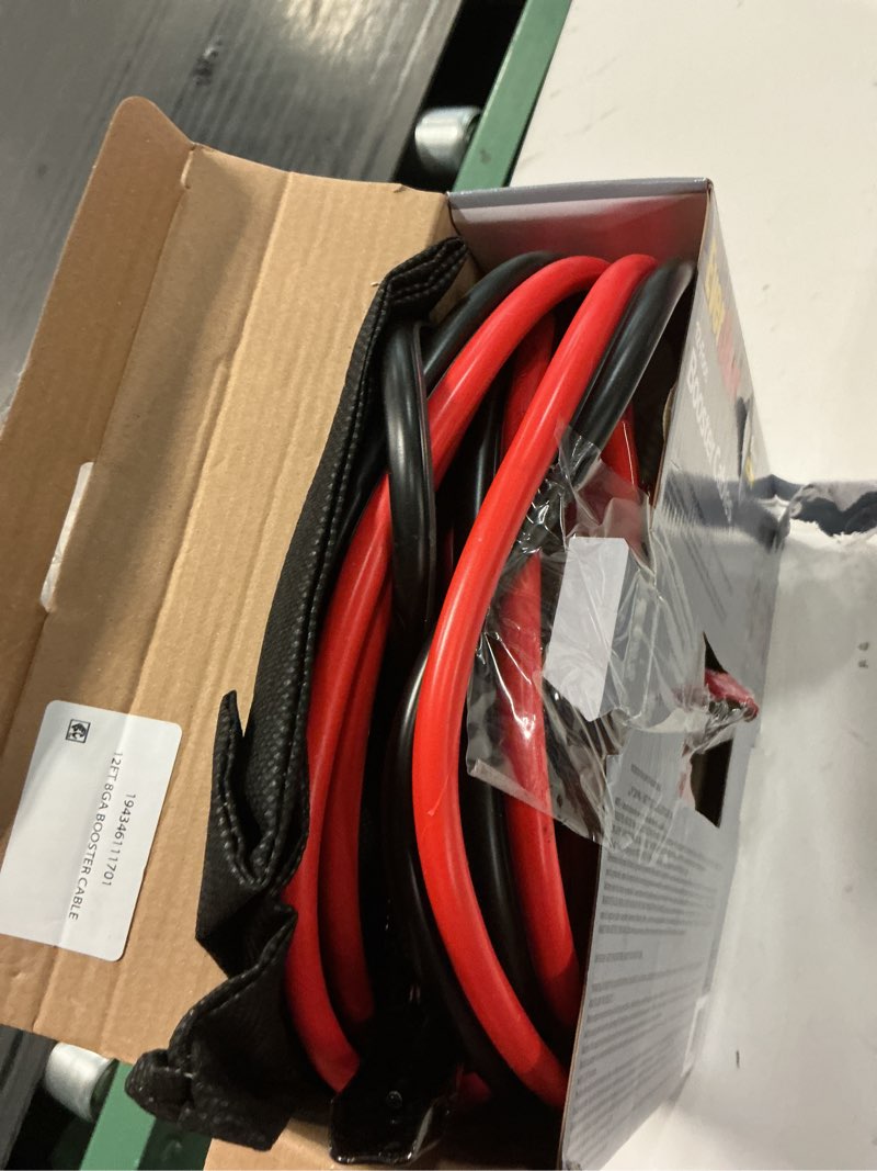 Condition photo showing As Is for everstart 12-foot 8-gauge heavy duty booster cables, 165 amps