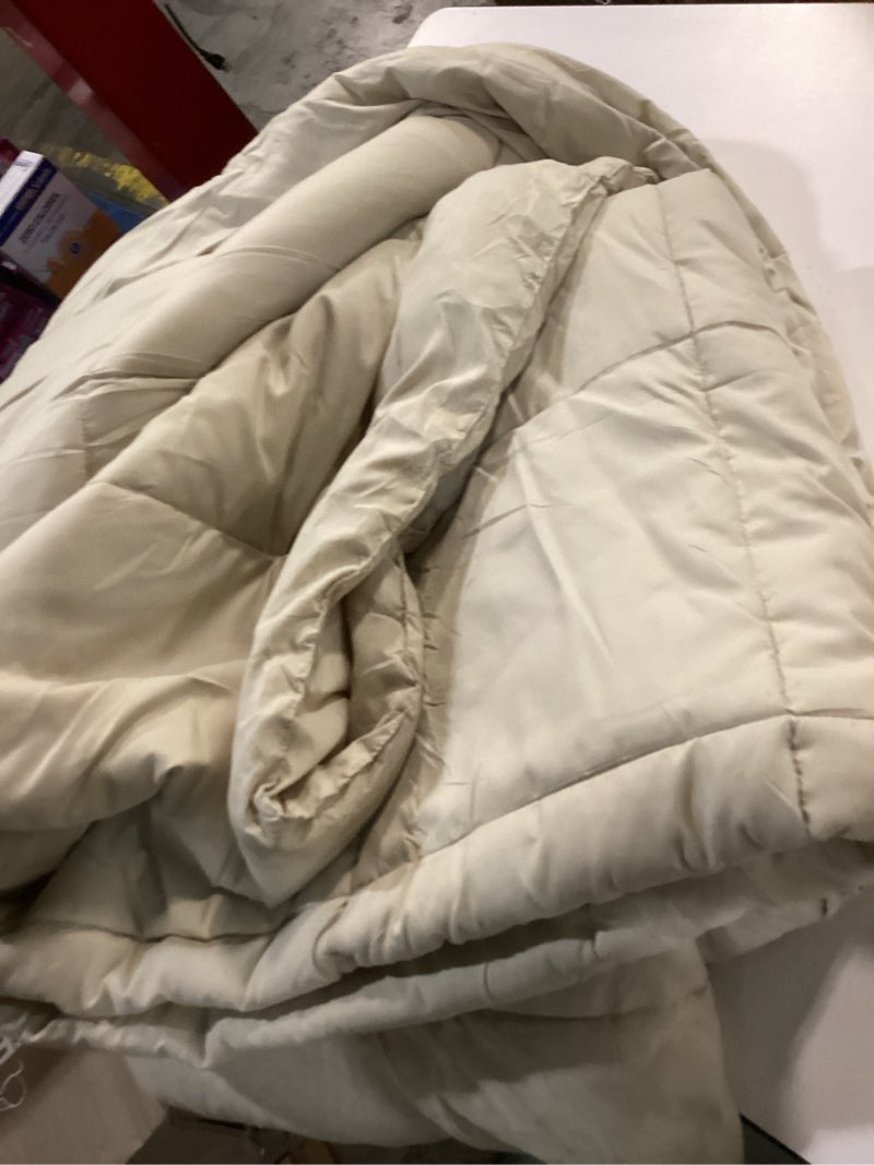 Condition photo showing As Is for CozyLux Queen Size Comforter Sets Beige - 3 Pieces Box Stitched Queen Bed Set for All Seasons, Soft Lightweight Bedding Sets with 1 Down Alternative Comforter and 2 Pillow Shams Beige Queen