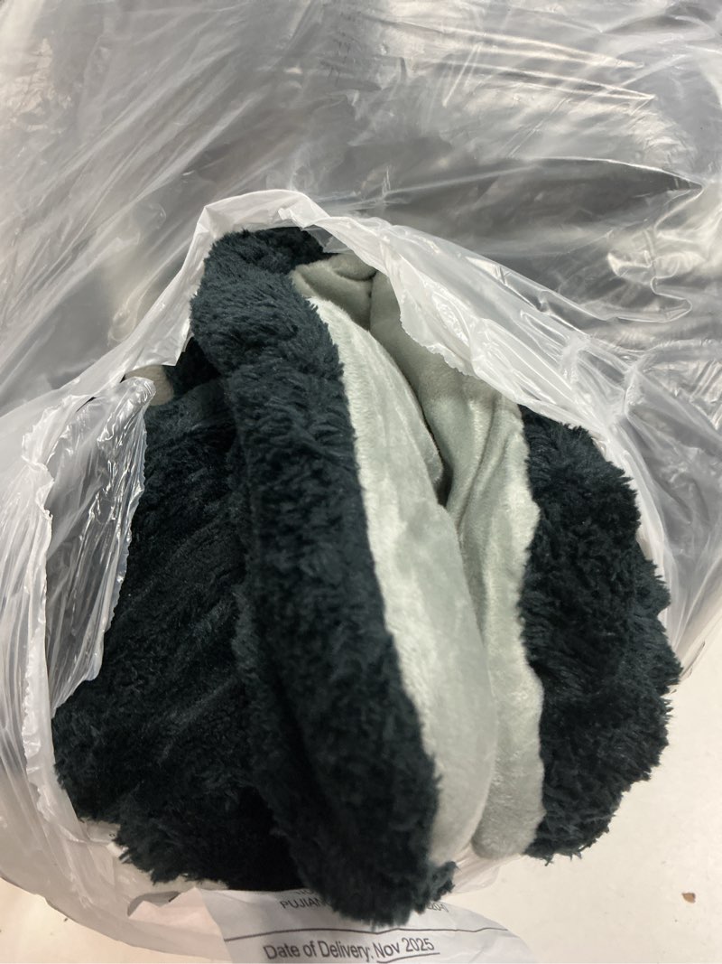 Condition photo showing As Is for jiahannha navy blue fleece throw blankets queen size 90 by 90 inches for bed sofa couch 280gsm,super soft cozy and luxury bed blanket for all season queen(90"×90") navy blue