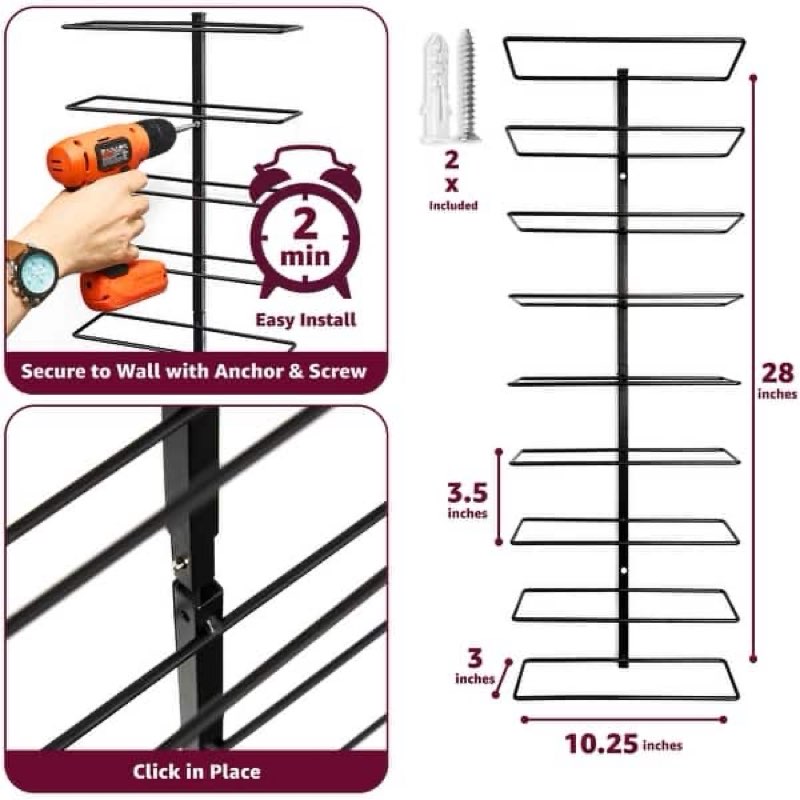 sorbus wall mount wine rack + under cabinet wine glass holder set - wine rack wall mounted for wine 