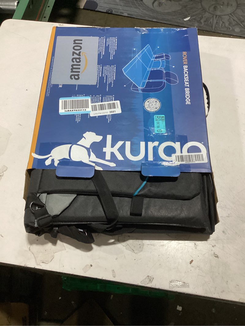 Condition photo showing Good Condition for kurgo rover backseat bridge dog car extender, seat bridge for dogs, padded pet car barrier, reversible, water resistant, universal fit, up to 75 lbs black old packaging