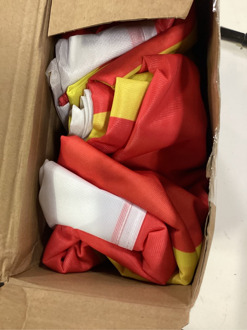 Condition photo showing As Is for 3 pcs 12 feet open themed feather flag for business advertising outside look now open welcome red yellow flag banner for grand openings (pole hardware not included)