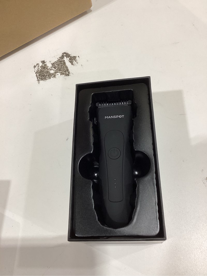 Condition photo showing As Is for MANSPOT Manscape Groin & Body Hair Trimmer for Men, Electric Ball Pubic Trimmer Shaver,Manscape Kit with 4 Guard,Replaceable Ceramic Blade Heads,Waterproof Wet/Dry Shaver,90 Minutes Shaving Black